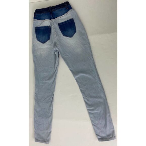 Fashion Nova High Rise Patchwork Three-Tone Skinny Mom Jeans - Size 7 (28) - Picture 2 of 8